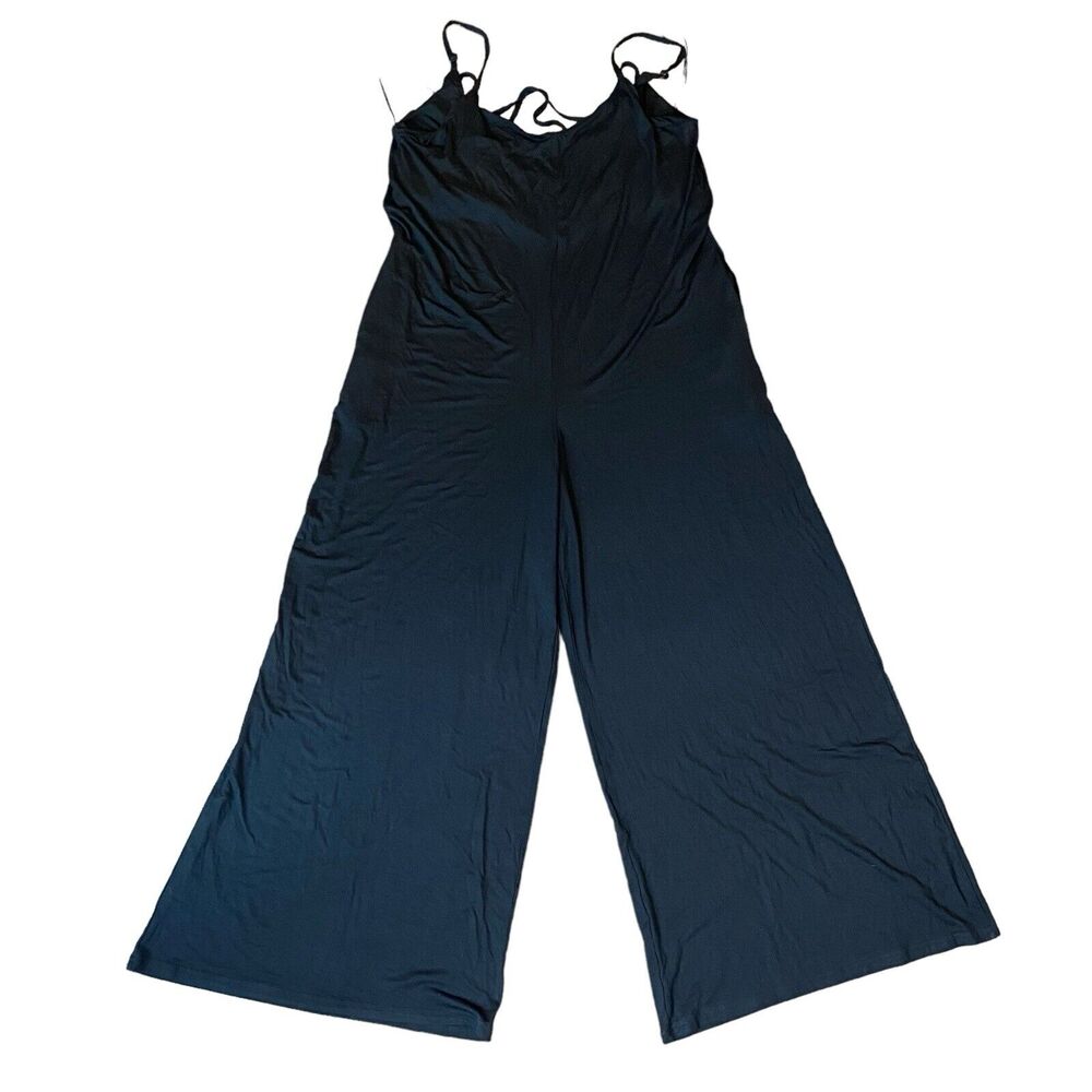 Bluivy Womens Romper Black Wide Leg Adjustable Cami Strap Jumpsuit Large Slouchy